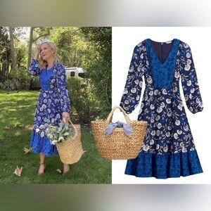 Draper James Fit & Flare Silk Maxi Dress in Dahlia - Dahlia